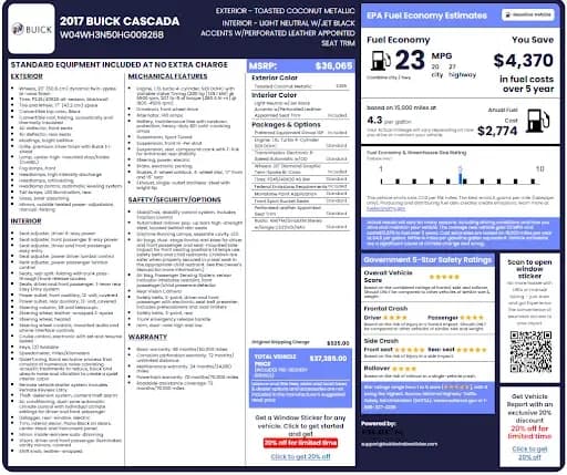 Buick Window Sticker